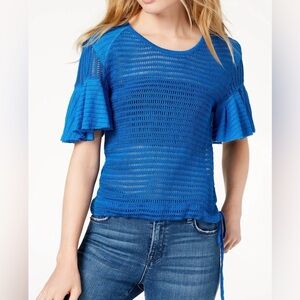 Free People Babes Only open knit blue top, XS